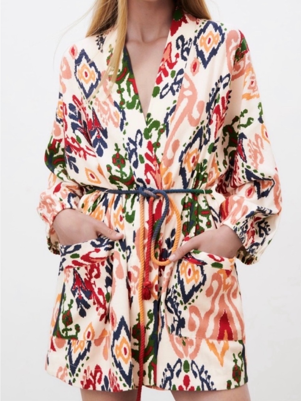 Zara Multicolor Hanoi Tie-Waist Kimono